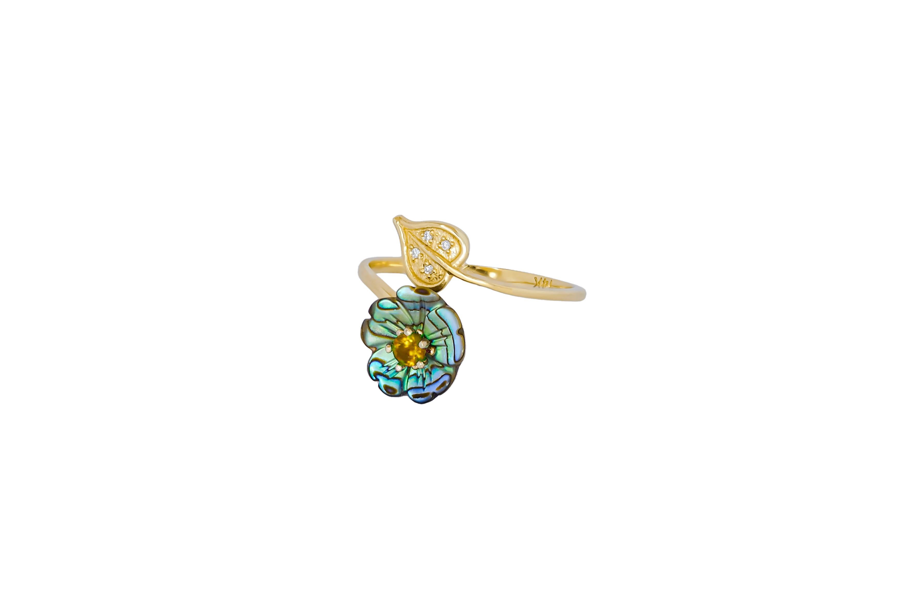 Yellow gemstone 14k  gold ring. In New Condition For Sale In Istanbul, TR