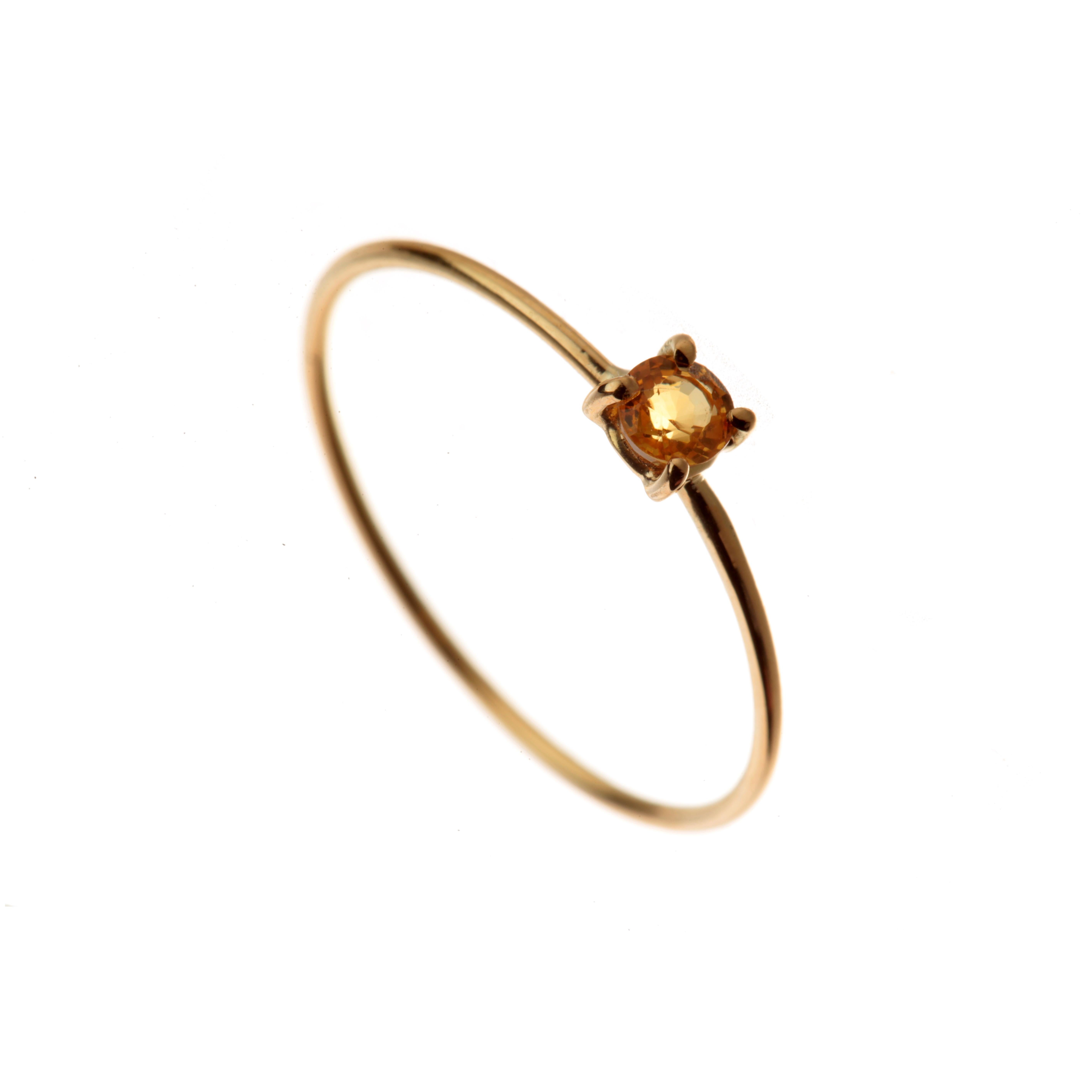 Women's Yellow Sapphire Intini Jewels 18 Karat Gold Band Handmade Delicate Modern Ring For Sale