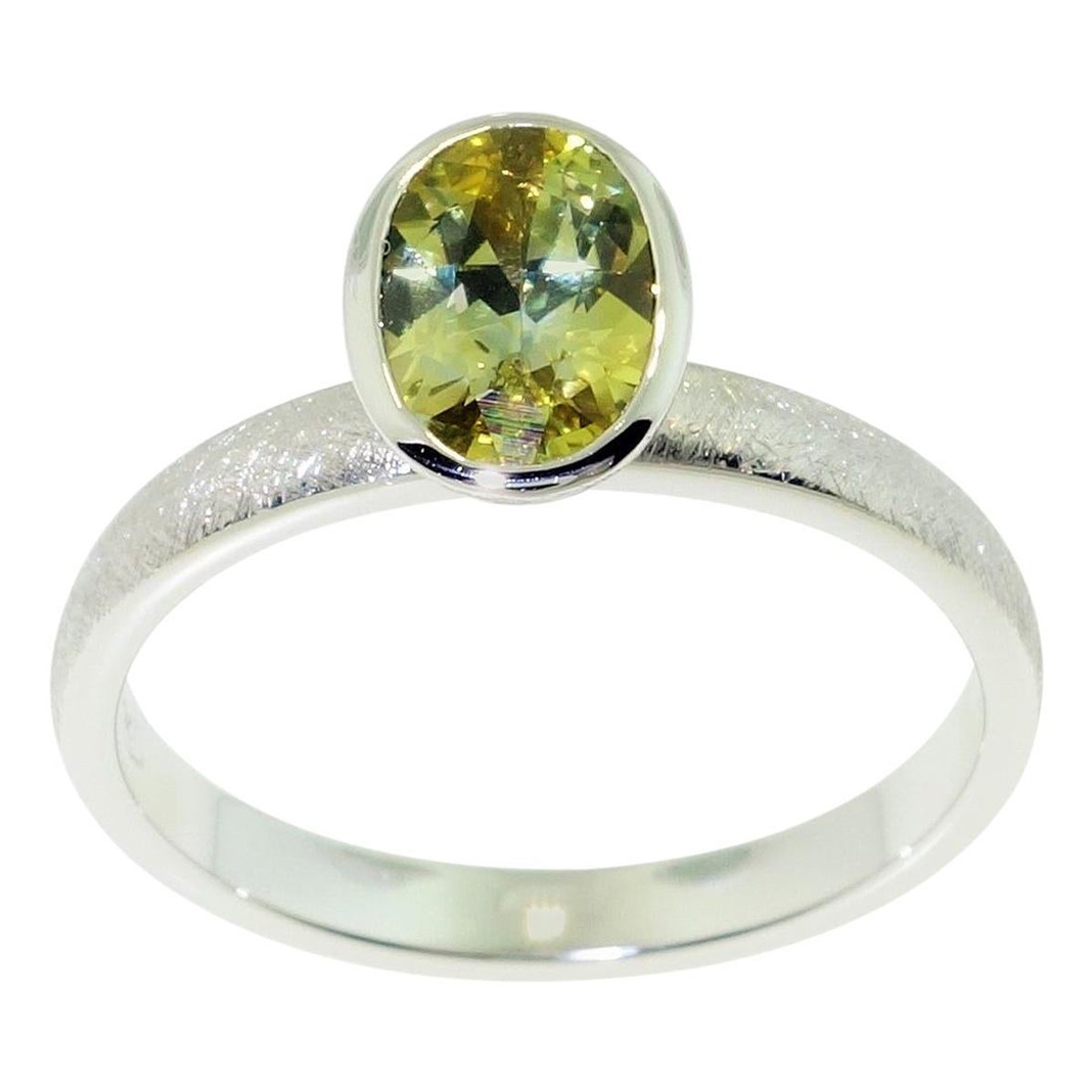 Modernistischer 18 Karat Gold Stapelring mit gelbem Gelb Saphir, Nachlassschmuck im Angebot
