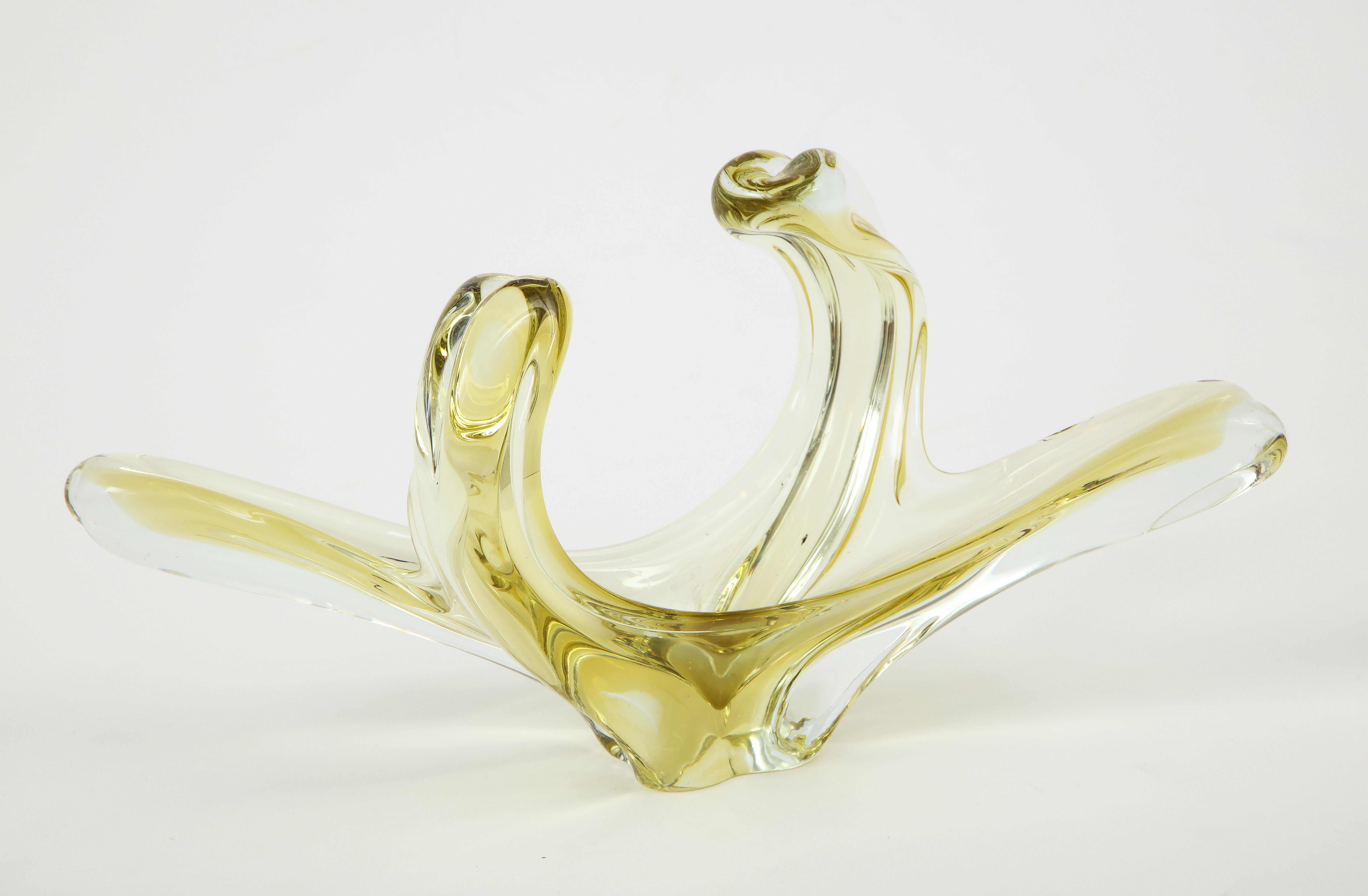 Yellow Sapphire Murano Glass Splash Vessel In Excellent Condition In New York, NY