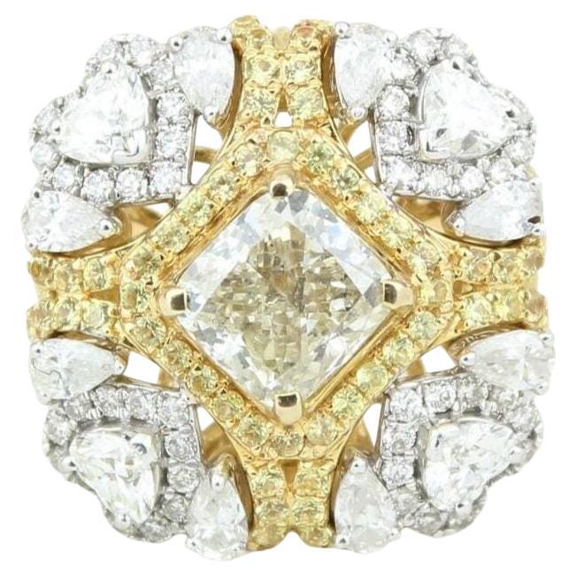 Anello con zaffiro giallo e diamante naturale in oro massiccio 14k (certificato)