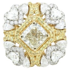 Anello con zaffiro giallo e diamante naturale in oro massiccio 14k (certificato)