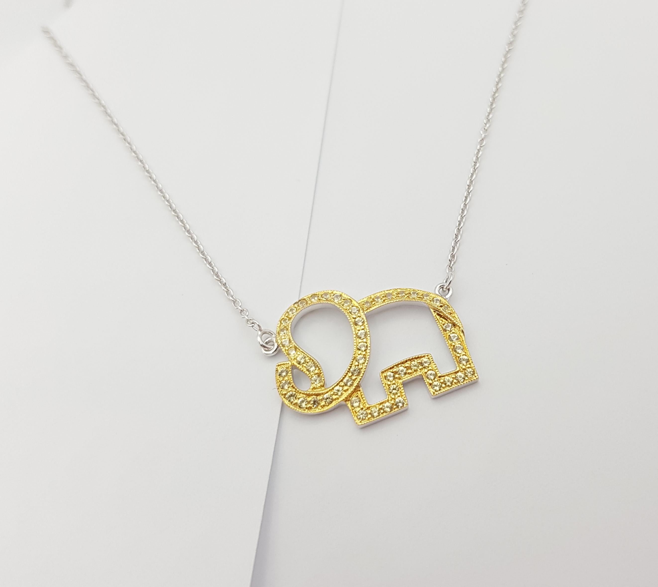 Yellow Sapphire Elephant Necklace set in Silver Settings For Sale 1