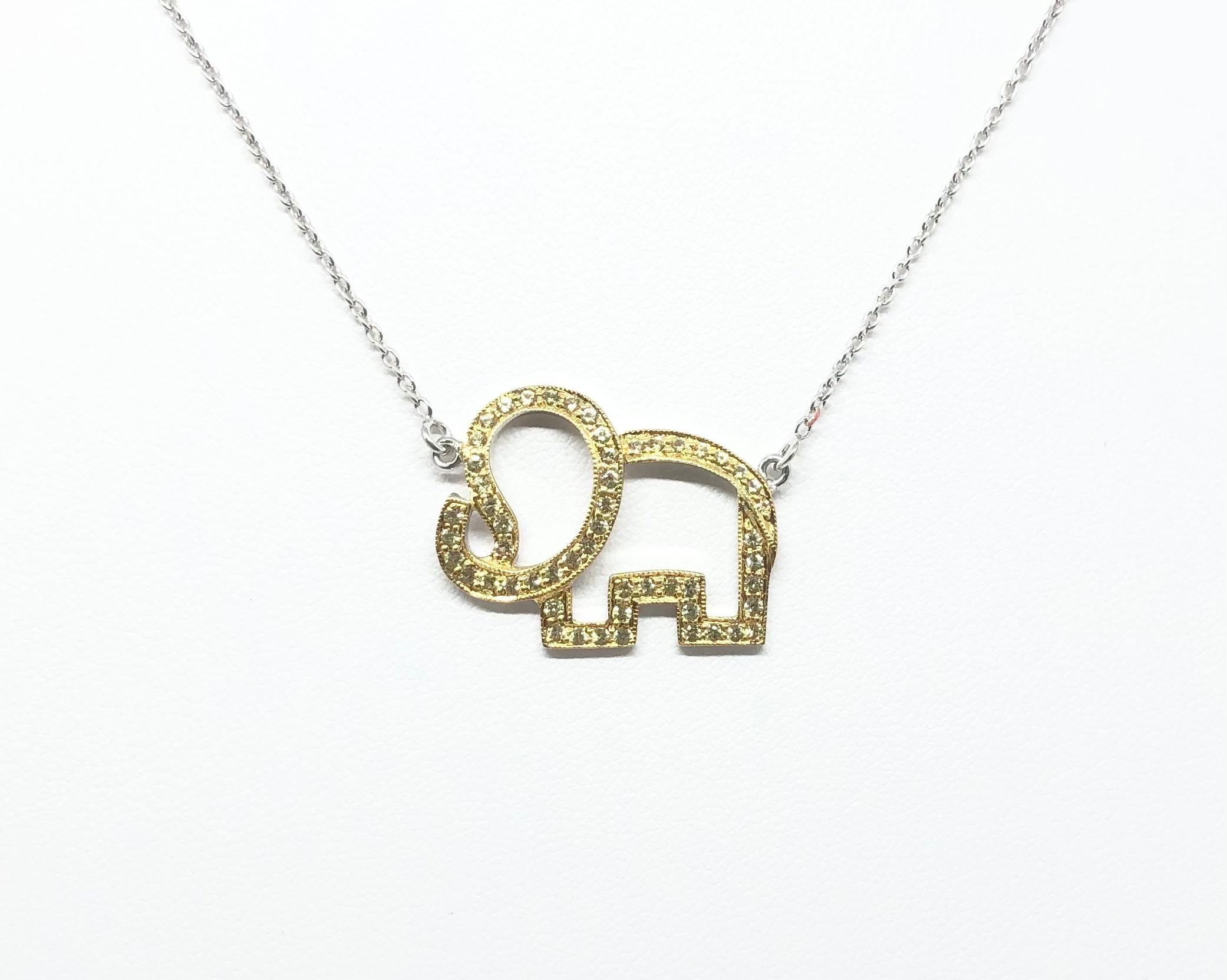 Yellow Sapphire Elephant Necklace set in Silver Settings For Sale 2