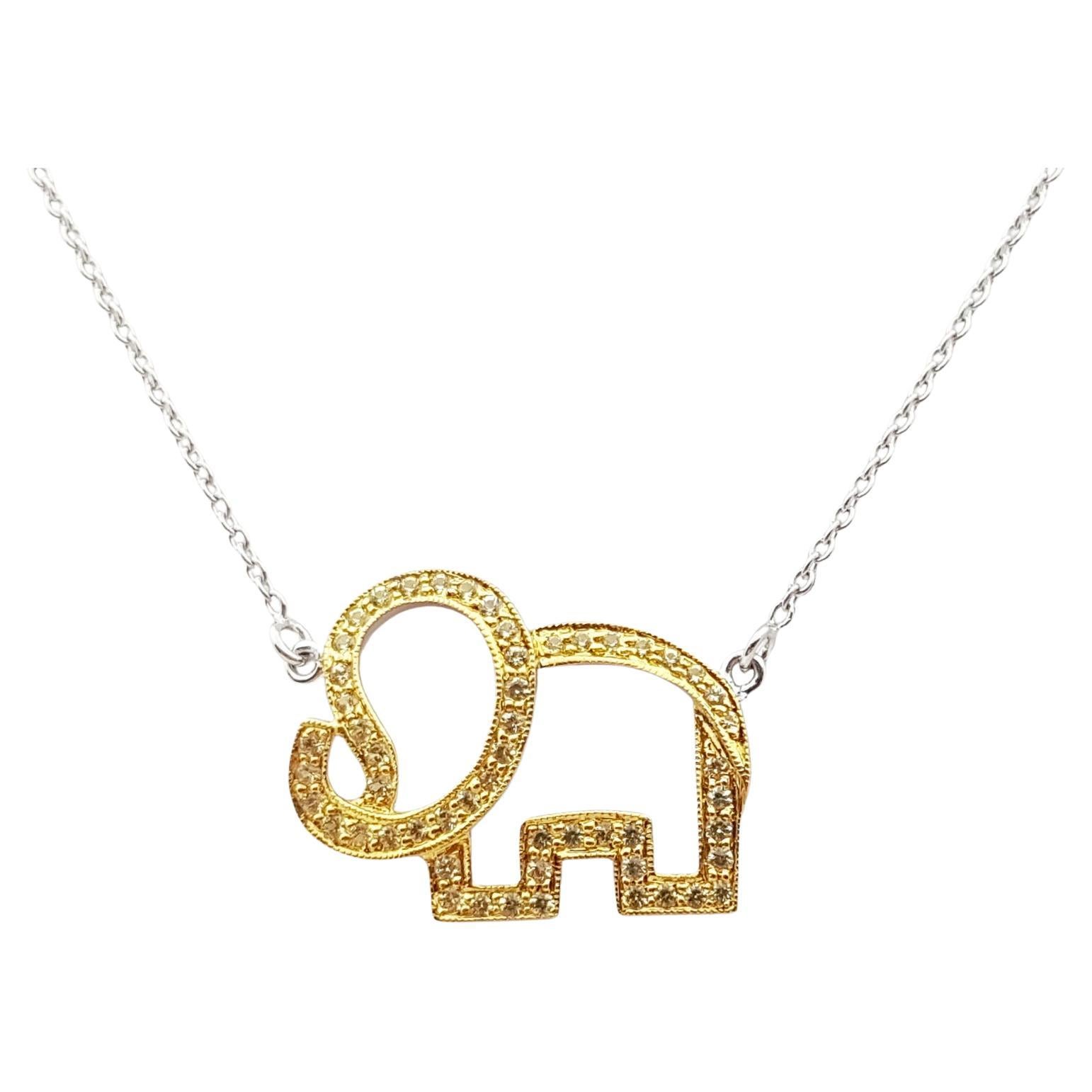 Yellow Sapphire Elephant Necklace set in Silver Settings For Sale