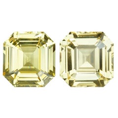 Yellow Sapphire Pair 4.21 Ctw Emerald Cut Unheated Ceylon, Loose Gemstones