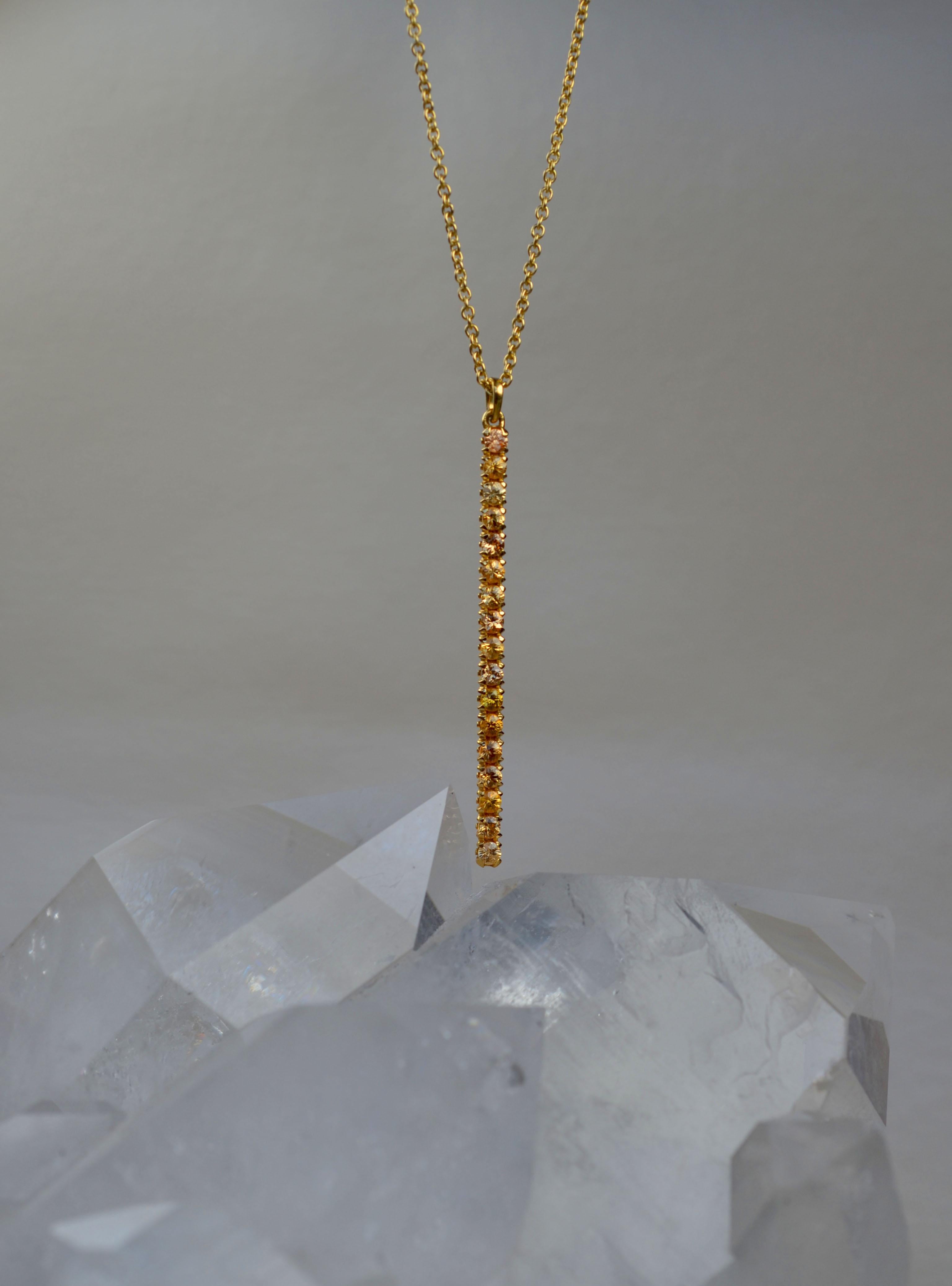 Contemporary Yellow Sapphire Pendant in 18 Karat Yellow Gold For Sale