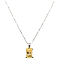 Yellow sapphire pendant necklace 18k white gold