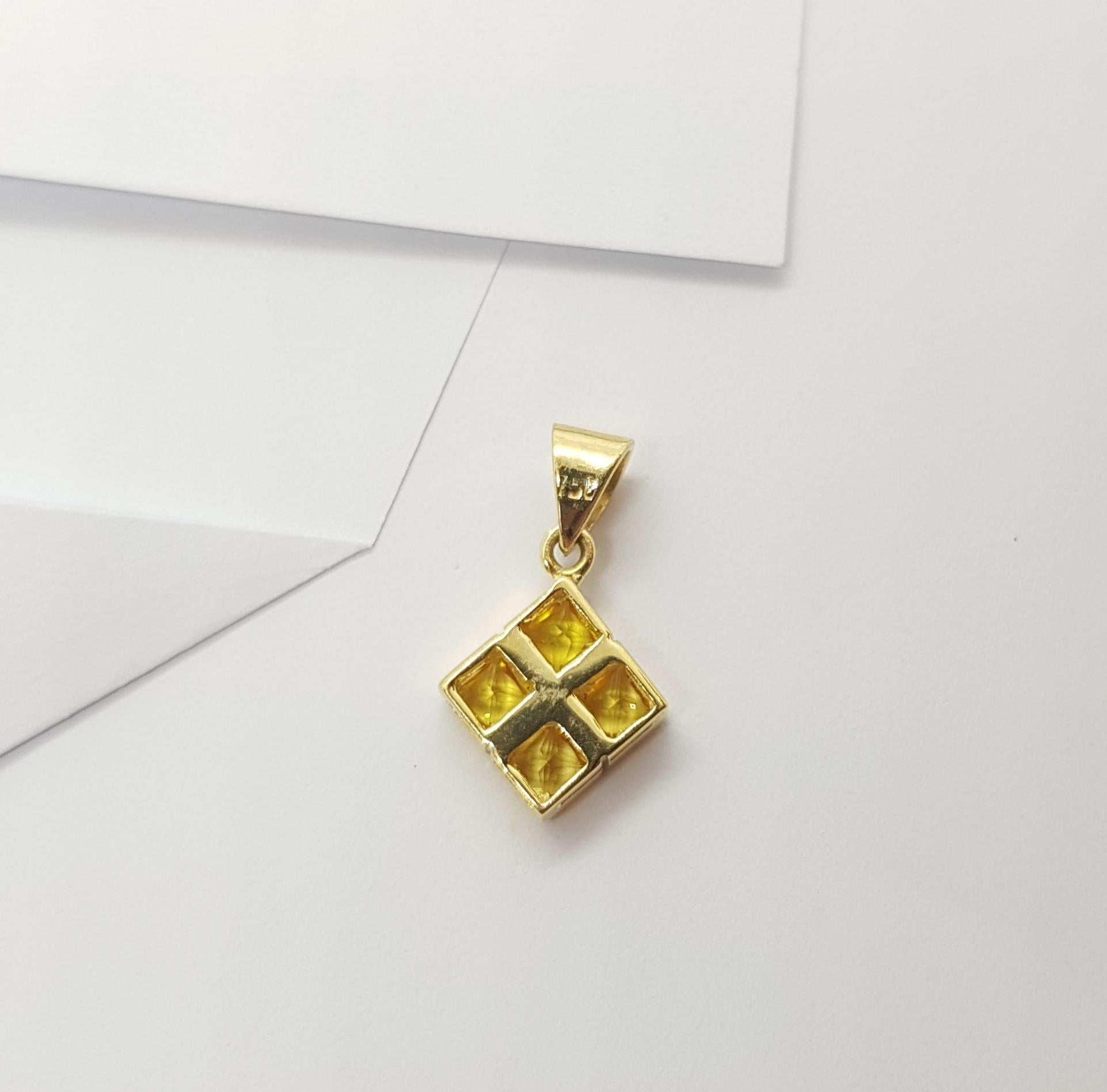 Pendentif en saphir jaune serti dans des montures en or 18 carats Pour femmes en vente