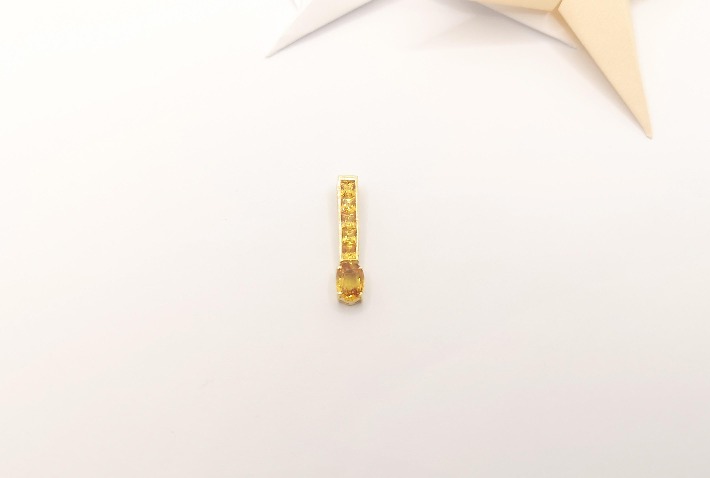 Women's Yellow Sapphire Pendant Set in 18 Karat Gold Settings For Sale