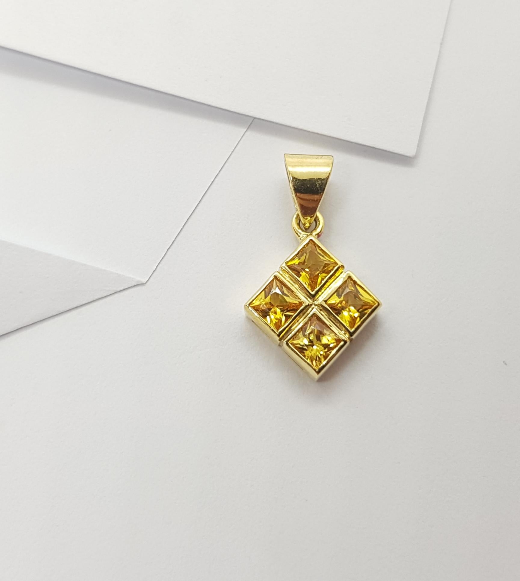 Yellow Sapphire Pendant set in 18 Karat Gold Settings For Sale 1