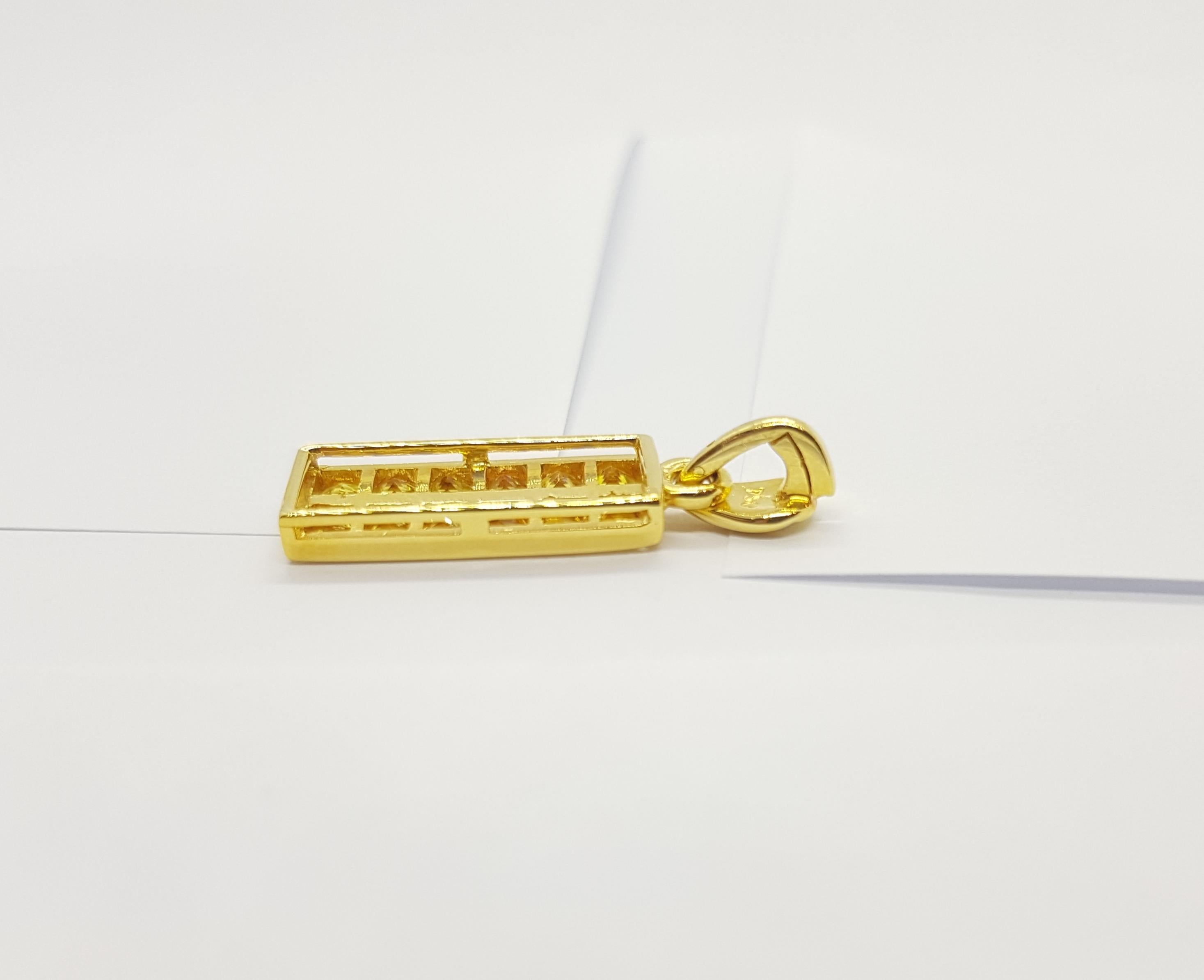 Pendentif en saphir jaune serti dans des montures en or 18 carats en vente 1