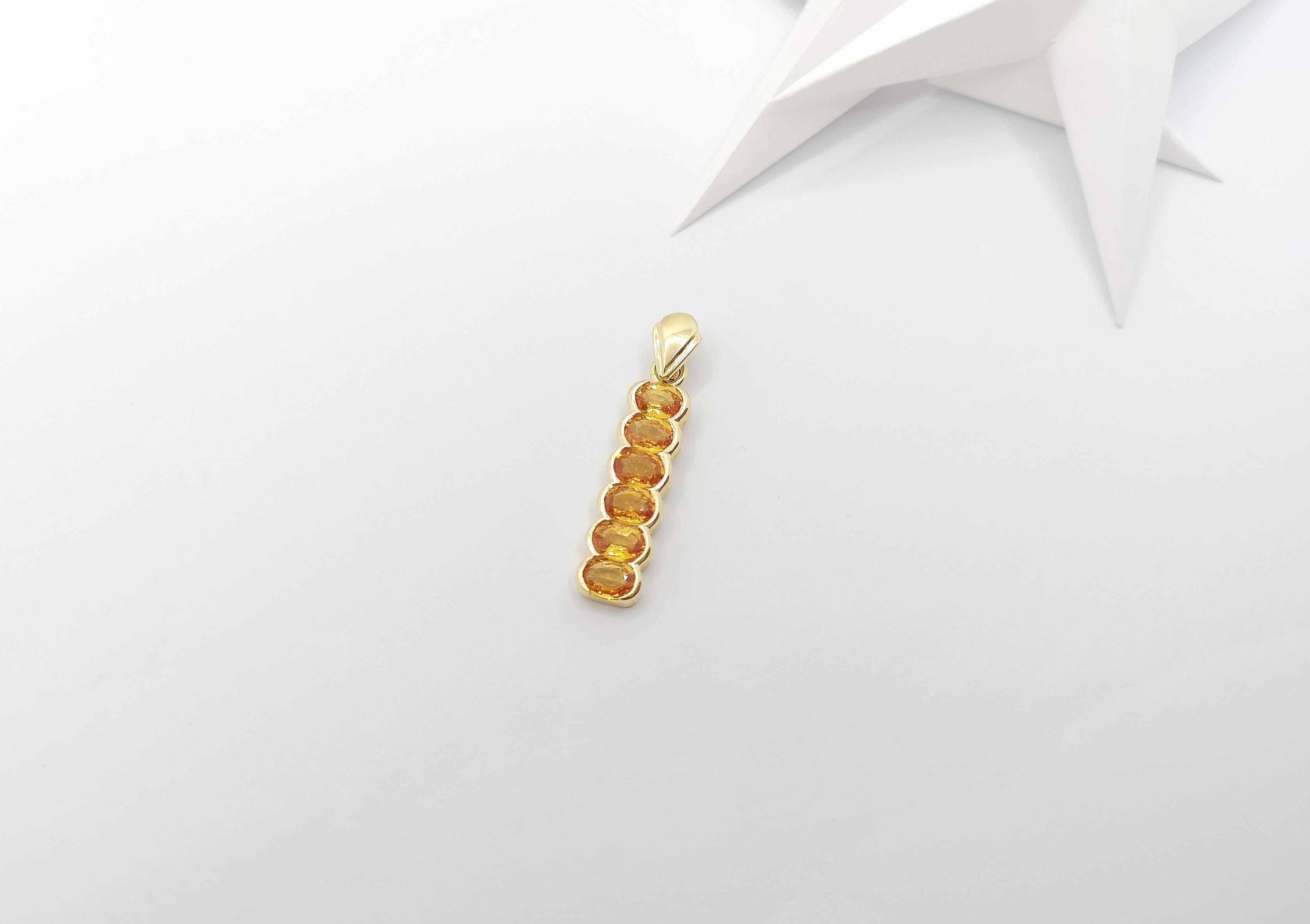 Yellow Sapphire Pendant Set in 18 Karat Gold Settings For Sale 3