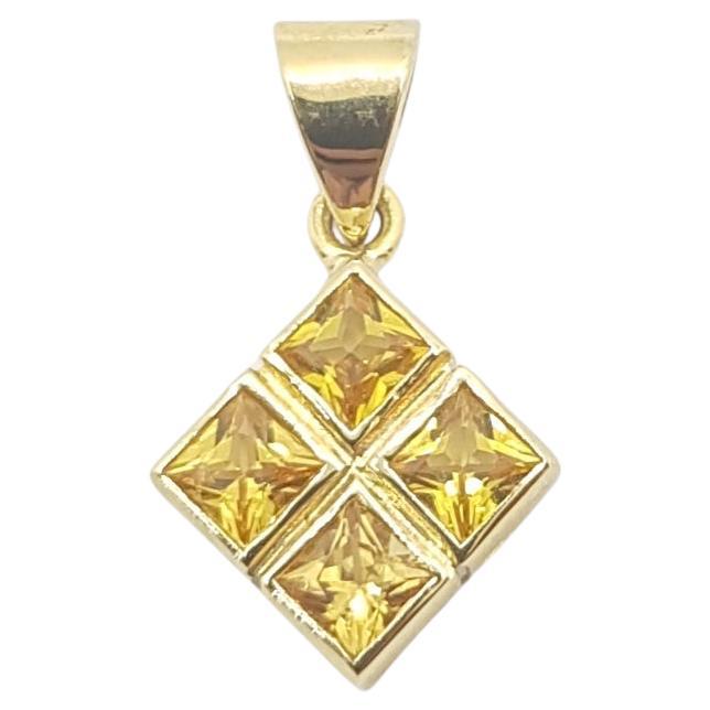 Yellow Sapphire Pendant set in 18 Karat Gold Settings For Sale