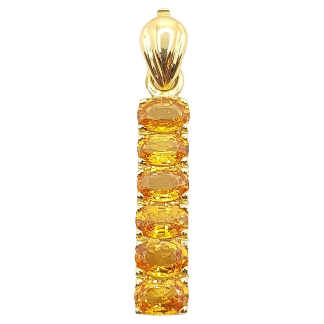 Yellow Sapphire Pendant Set in 18 Karat Gold Settings For Sale