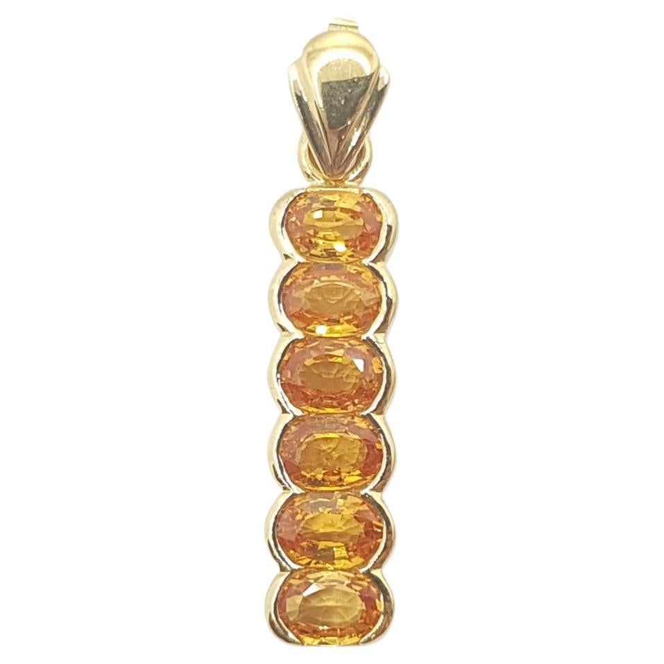 Yellow Sapphire Pendant Set in 18 Karat Gold Settings For Sale