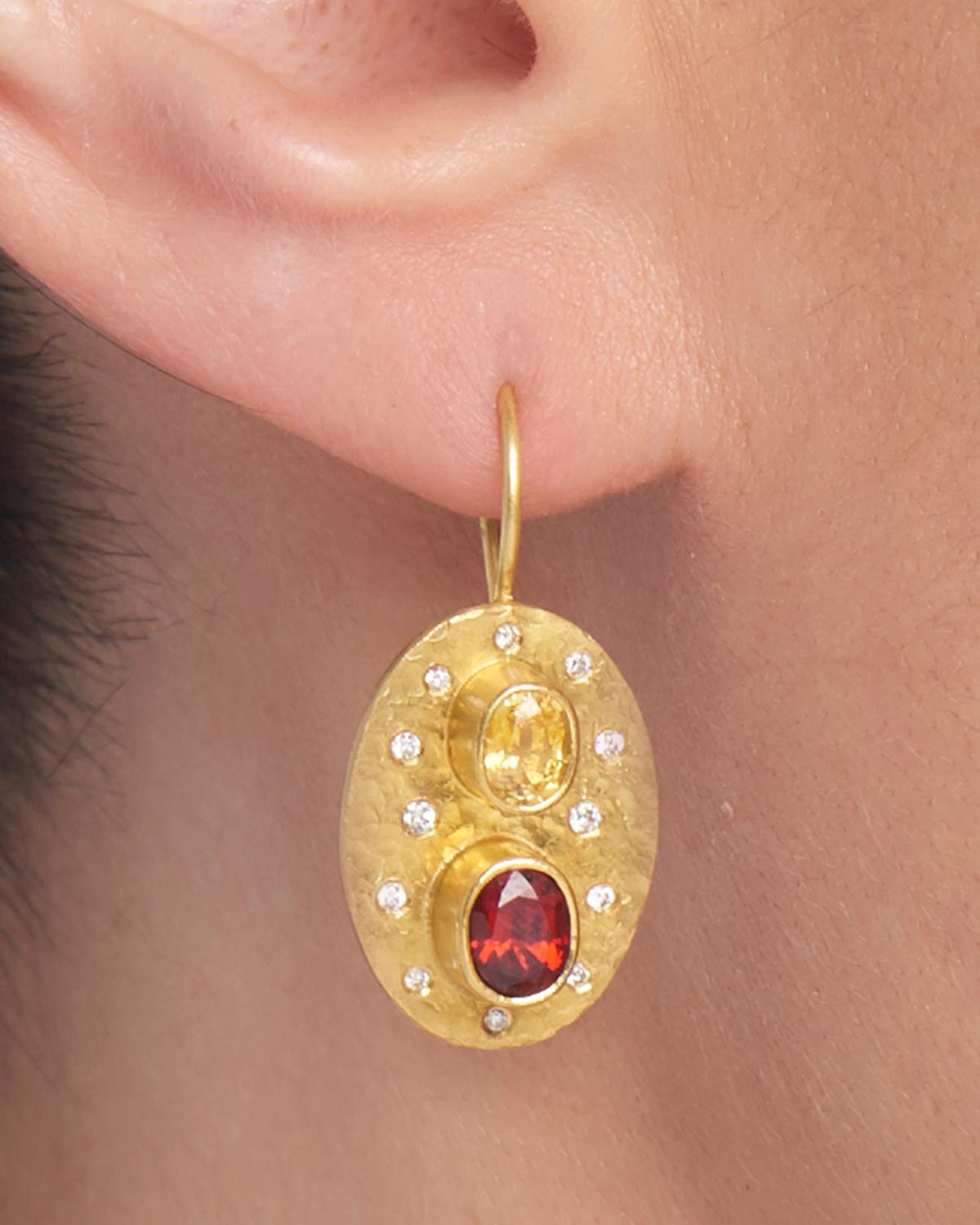 red and gold drop earrings