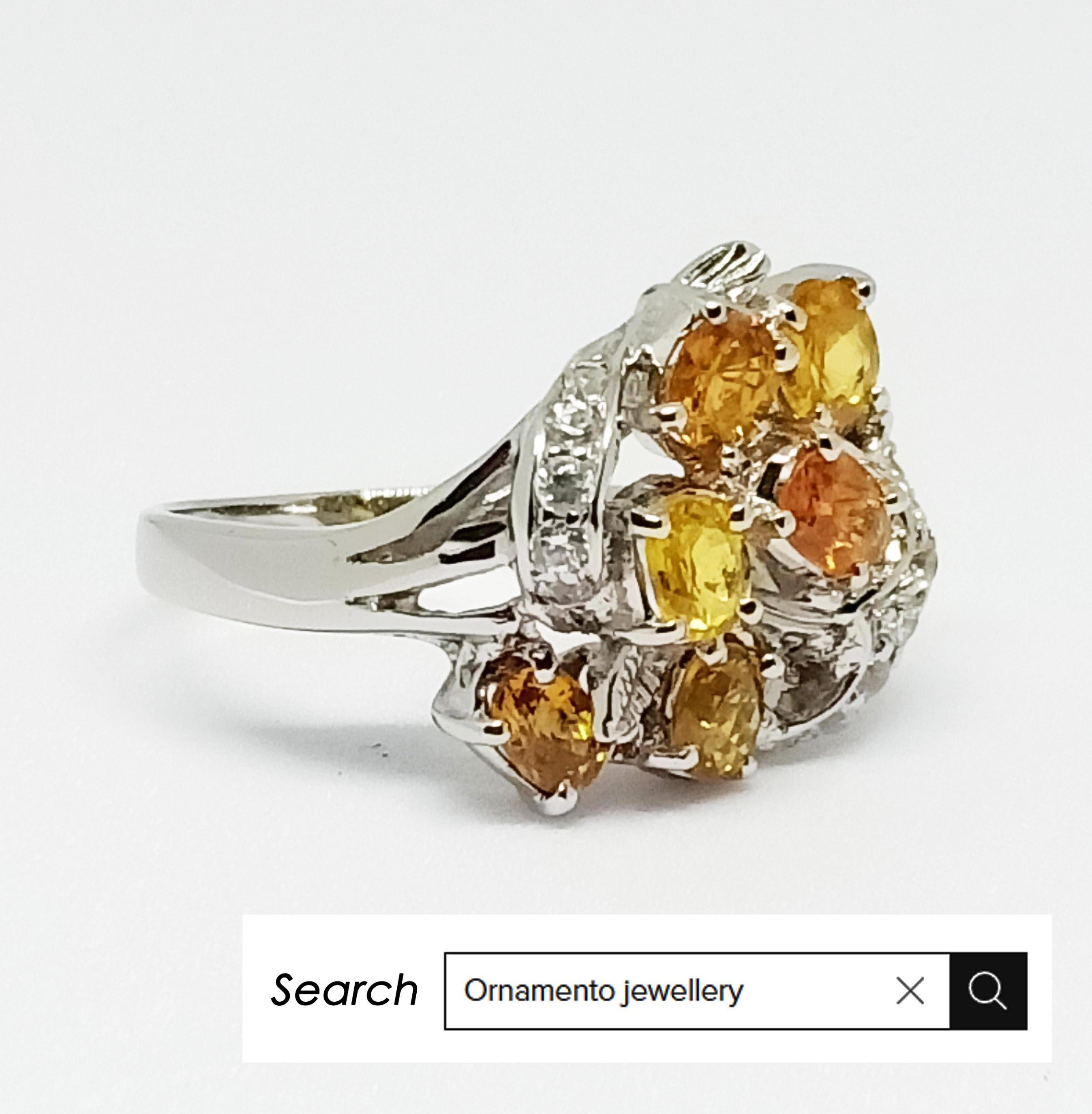 Art Nouveau Yellow sapphire ring ( 1.75 cts) Silver in White gold Plated. For Sale