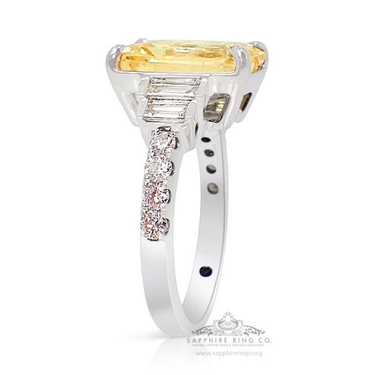 Yellow Sapphire Ring, 5.55ct Unheated Platinum Ceylon Sapphire GIA Certified In New Condition For Sale In Tampa, FL