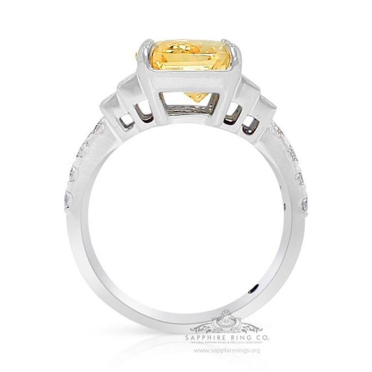 Gelber Saphir Ring, 5,55 Karat unerhitzter Platin Ceylon Saphir GIA zertifiziert im Angebot 1