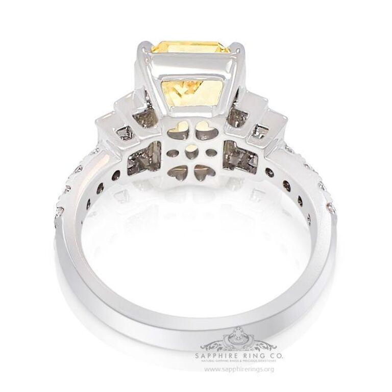 Yellow Sapphire Ring, 5.55ct Unheated Platinum Ceylon Sapphire GIA Certified For Sale 1
