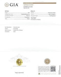 Yellow Sapphire Ring, 6.13 Carat Unheated Sapphire Platinum GIA Certified