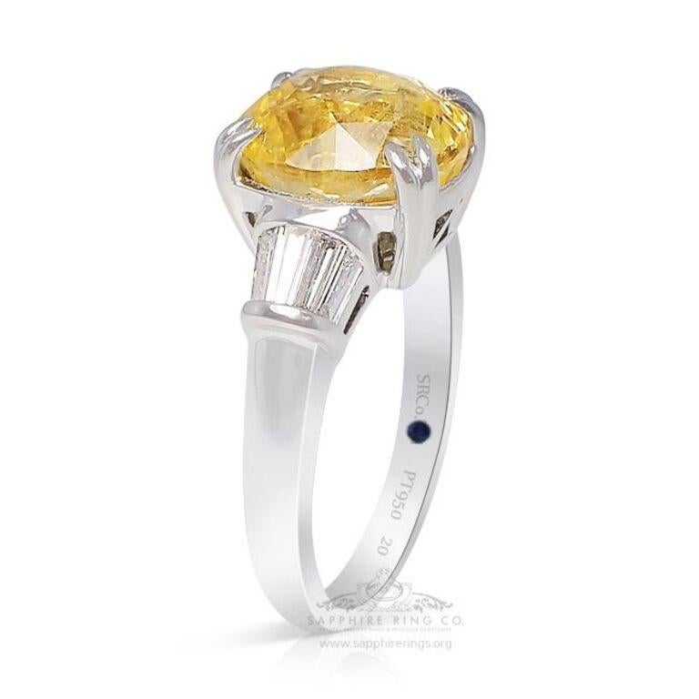 Ring mit gelbem Saphir, 6,13 Karat, unerhitzter Ceylon-Saphir, Platin, GIA-zertifiziert für Damen oder Herren im Angebot