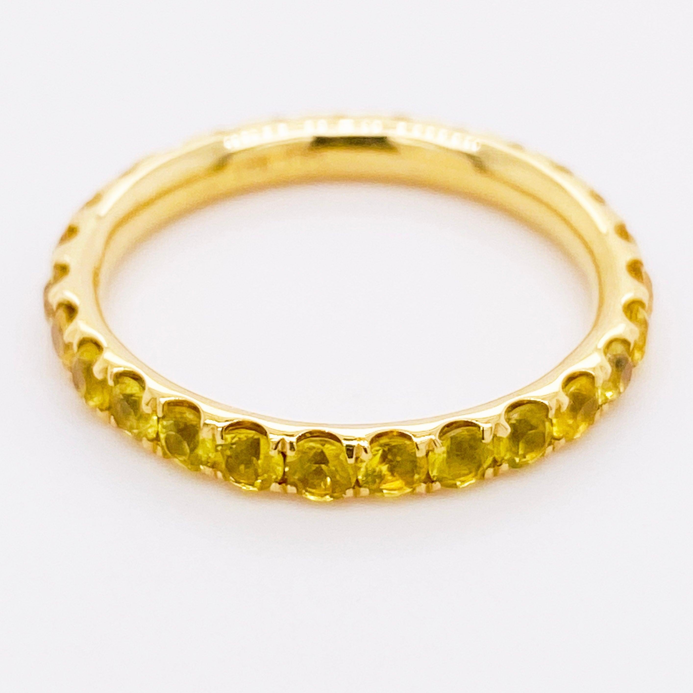 For Sale:  Yellow Sapphire Ring Eternity Band, 18 Karat Gold 1.76 Carat Sapphire, Wedding 5