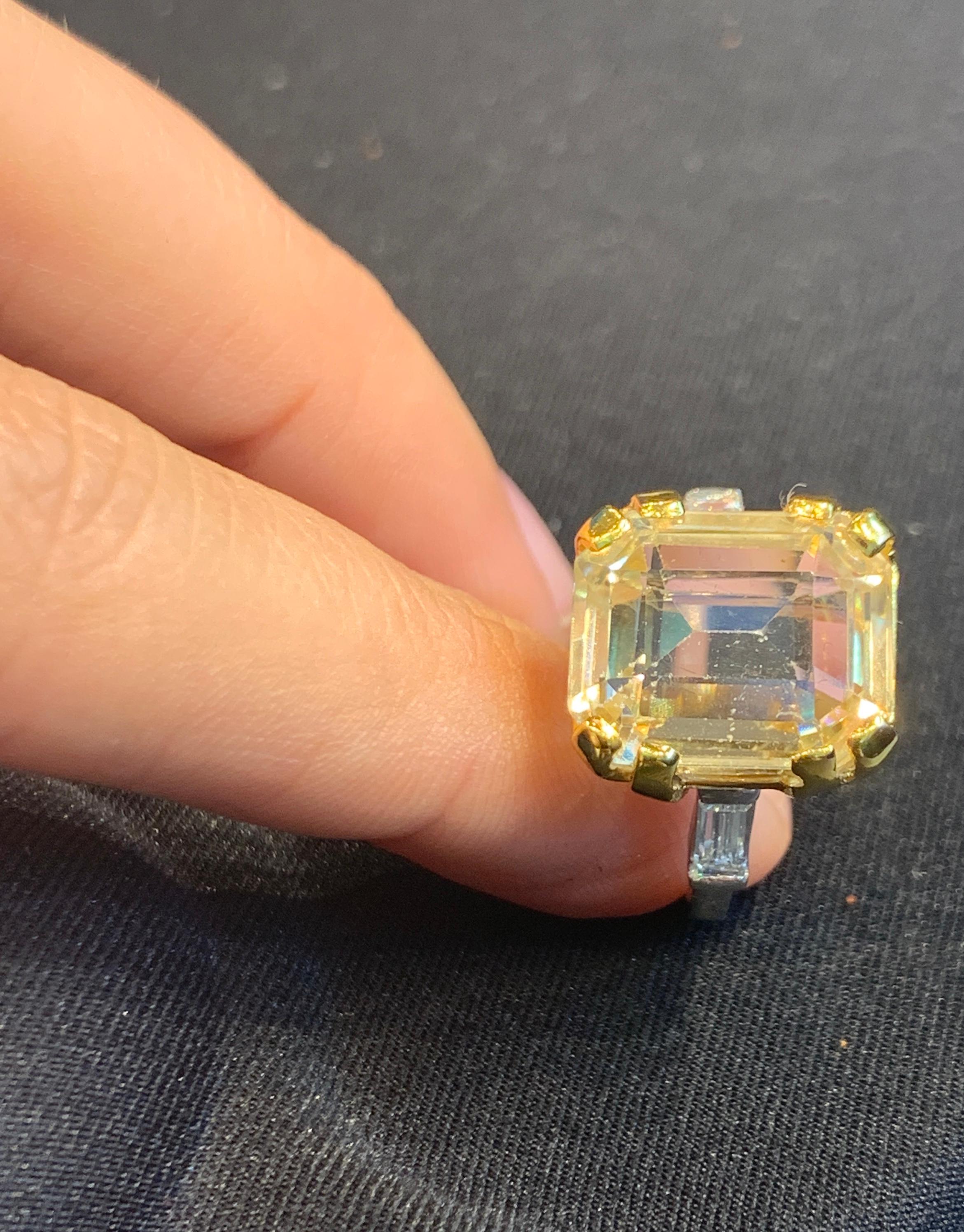 Radiant Cut Yellow Sapphire Ring For Sale