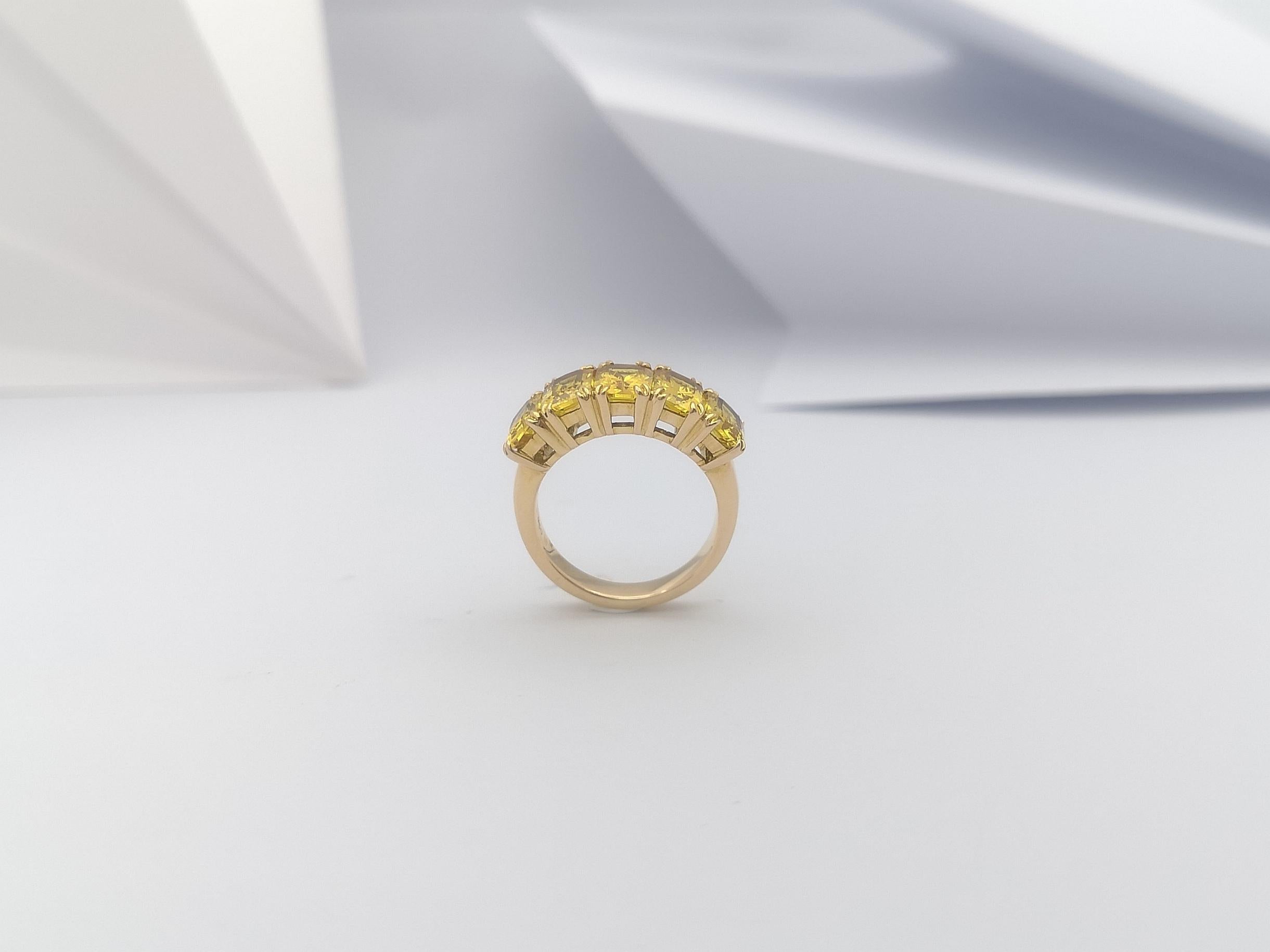 Yellow Sapphire Ring Set in 18 Karat Gold Settings For Sale 5