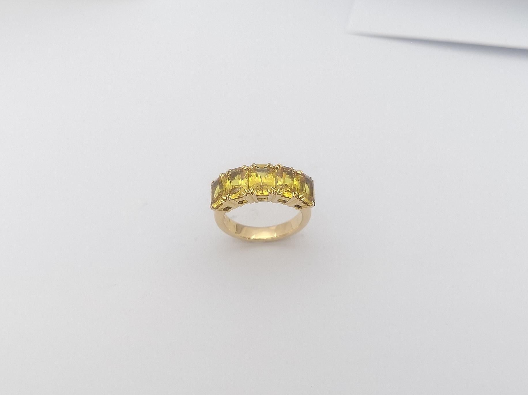 Yellow Sapphire Ring Set in 18 Karat Gold Settings For Sale 6