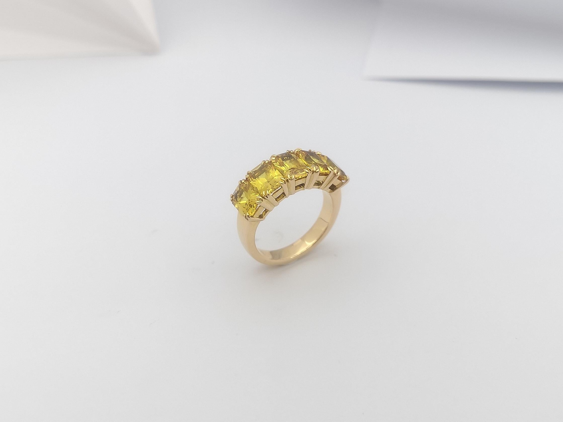 Yellow Sapphire Ring Set in 18 Karat Gold Settings For Sale 8