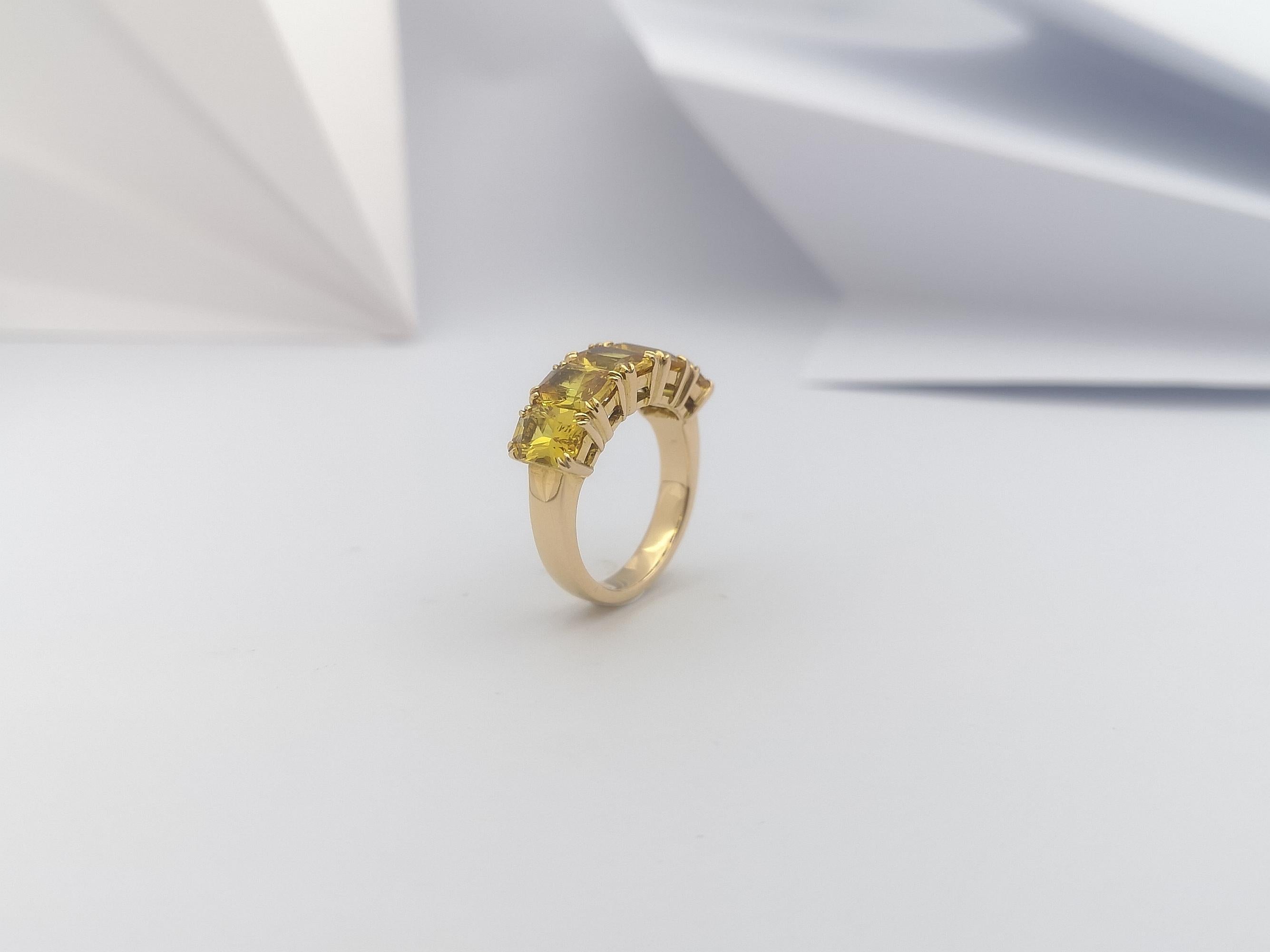 Yellow Sapphire Ring Set in 18 Karat Gold Settings For Sale 9