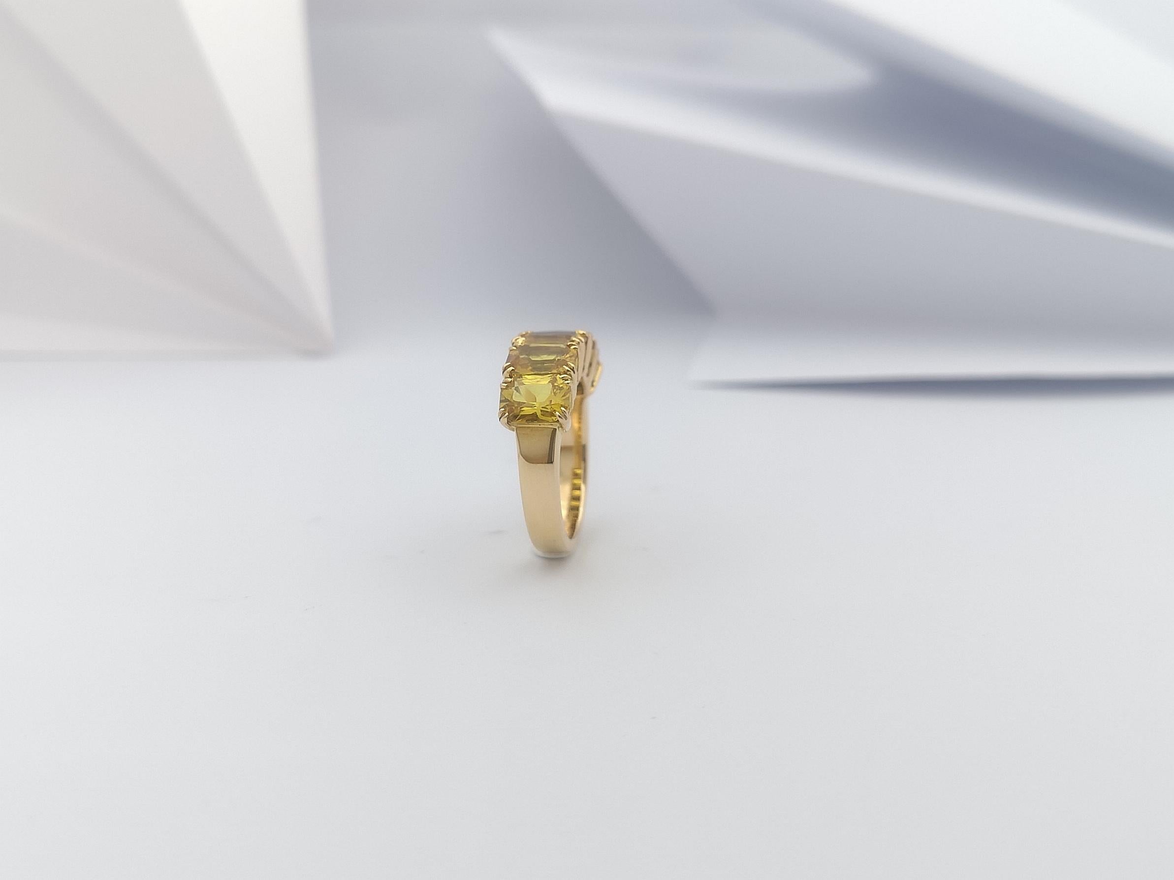 Yellow Sapphire Ring Set in 18 Karat Gold Settings For Sale 10