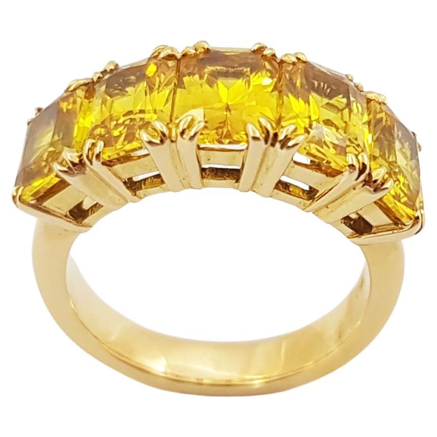 Yellow Sapphire Ring Set in 18 Karat Gold Settings For Sale