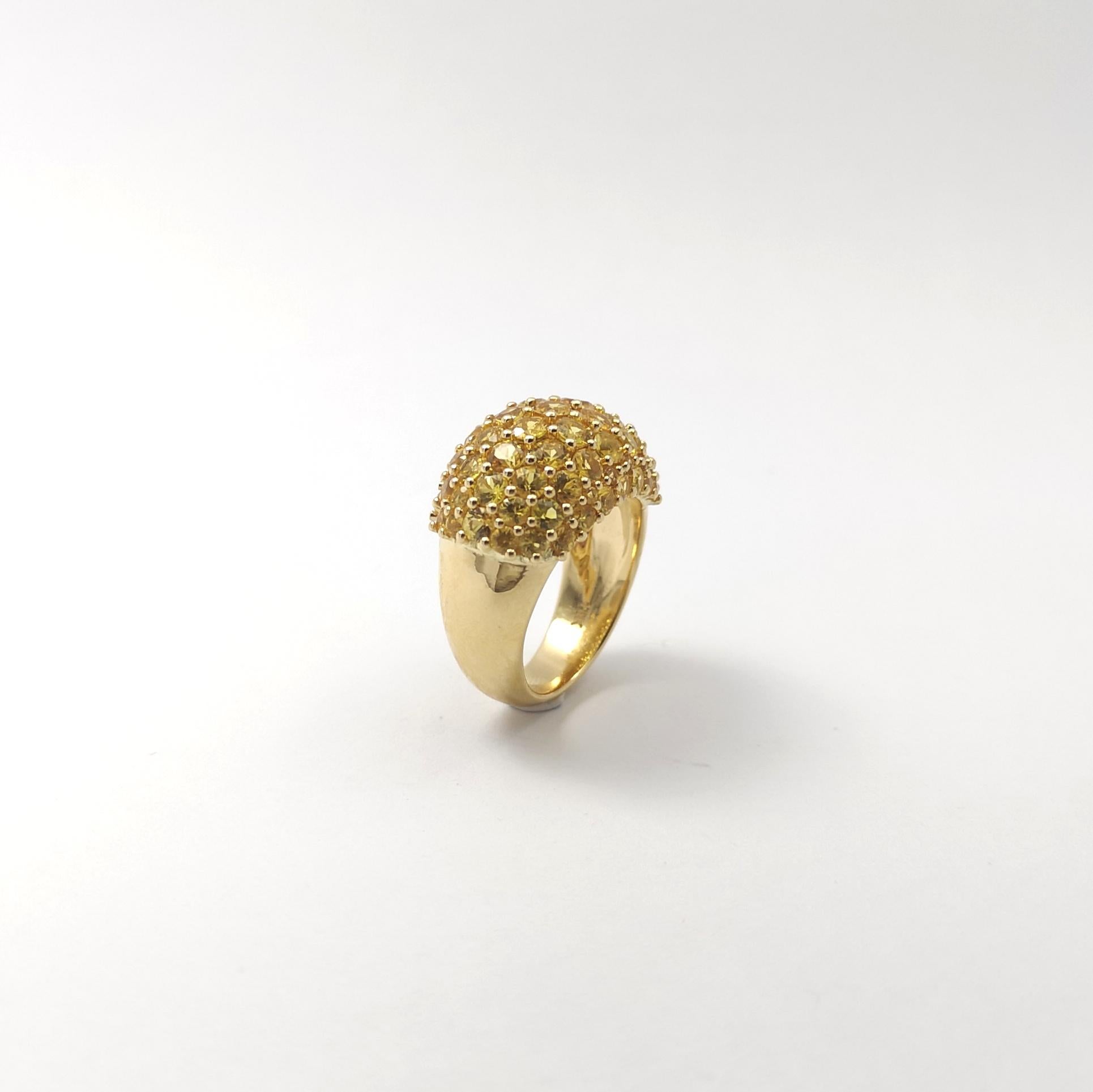 Anello con zaffiro giallo incastonato in oro 18 carati in vendita 5