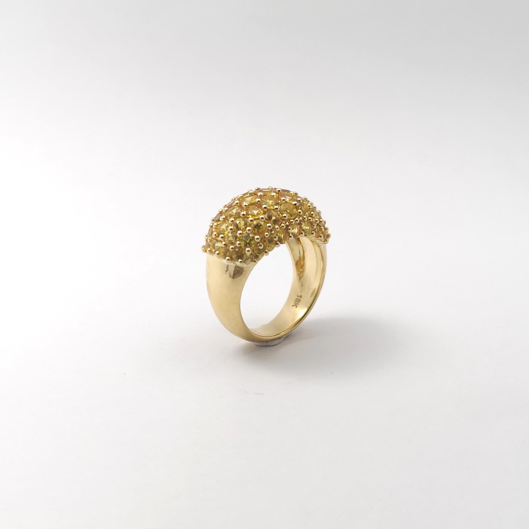 Anello con zaffiro giallo incastonato in oro 18 carati in vendita 8