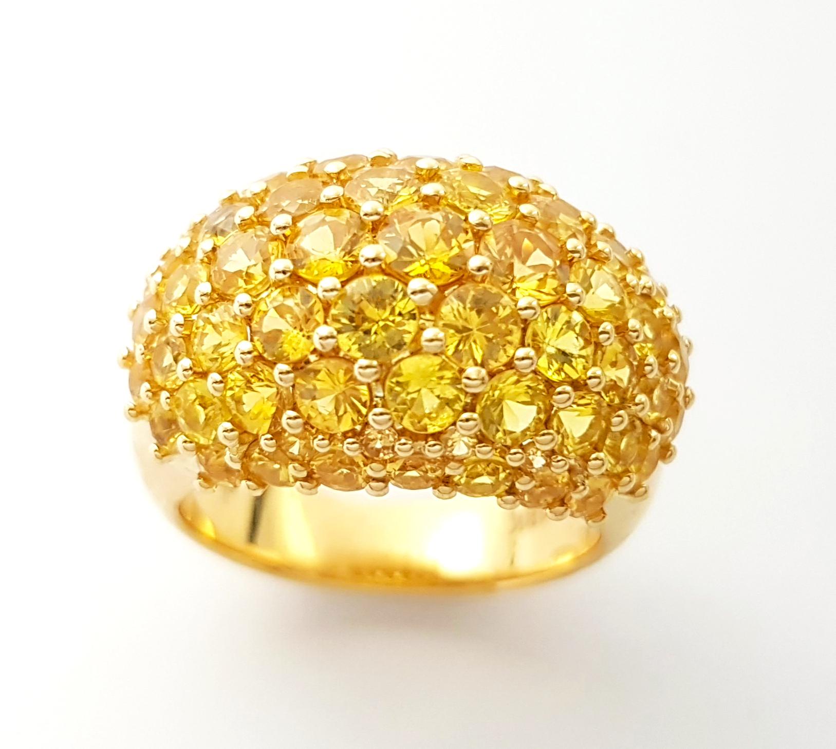 Anello con zaffiro giallo incastonato in oro 18 carati in vendita 9