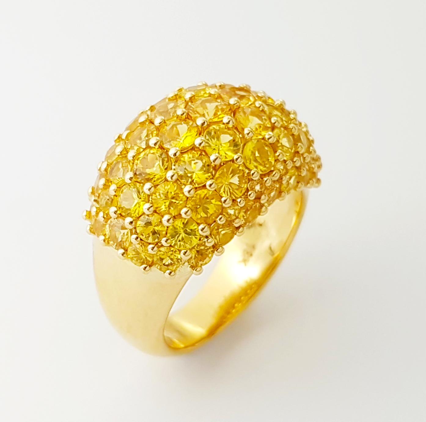 Anello con zaffiro giallo incastonato in oro 18 carati in vendita 10
