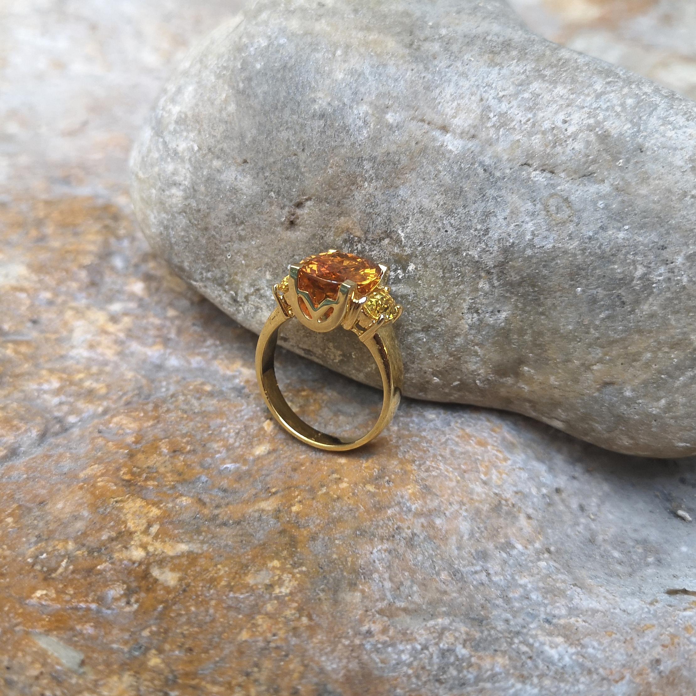 Yellow Sapphire Ring set in 18K Gold Settings For Sale 14