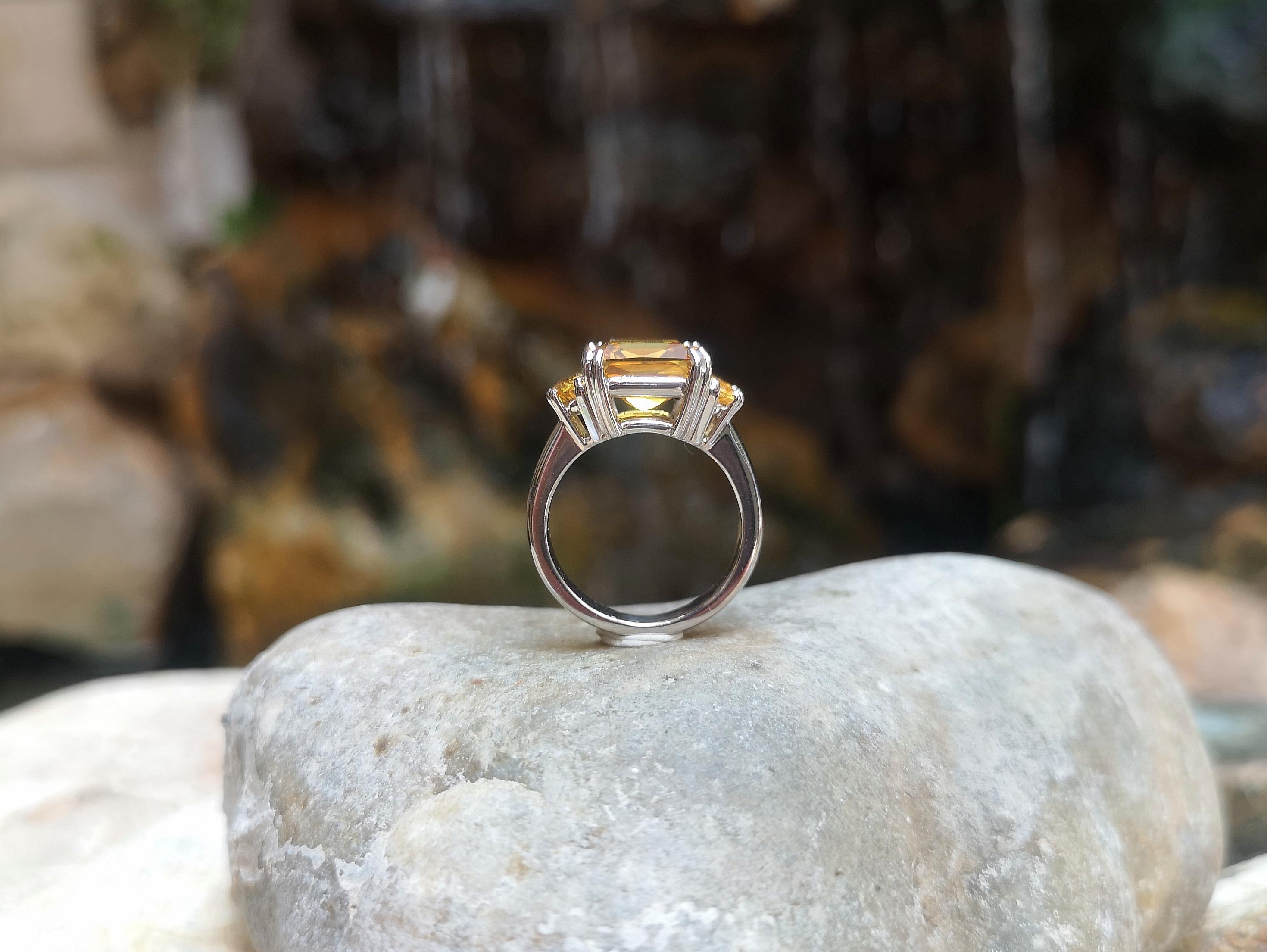 Yellow Sapphire Ring Set in Platinum 950 Settings For Sale 1