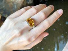 Yellow Sapphire Ring Set in Platinum 950 Settings