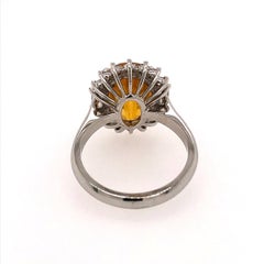Yellow Sapphire Ring with White Diamonds
