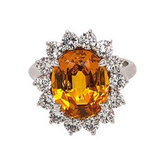 Yellow Sapphire Ring with White Diamonds
