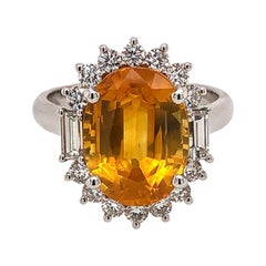 Yellow Sapphire Ring with White Diamonds