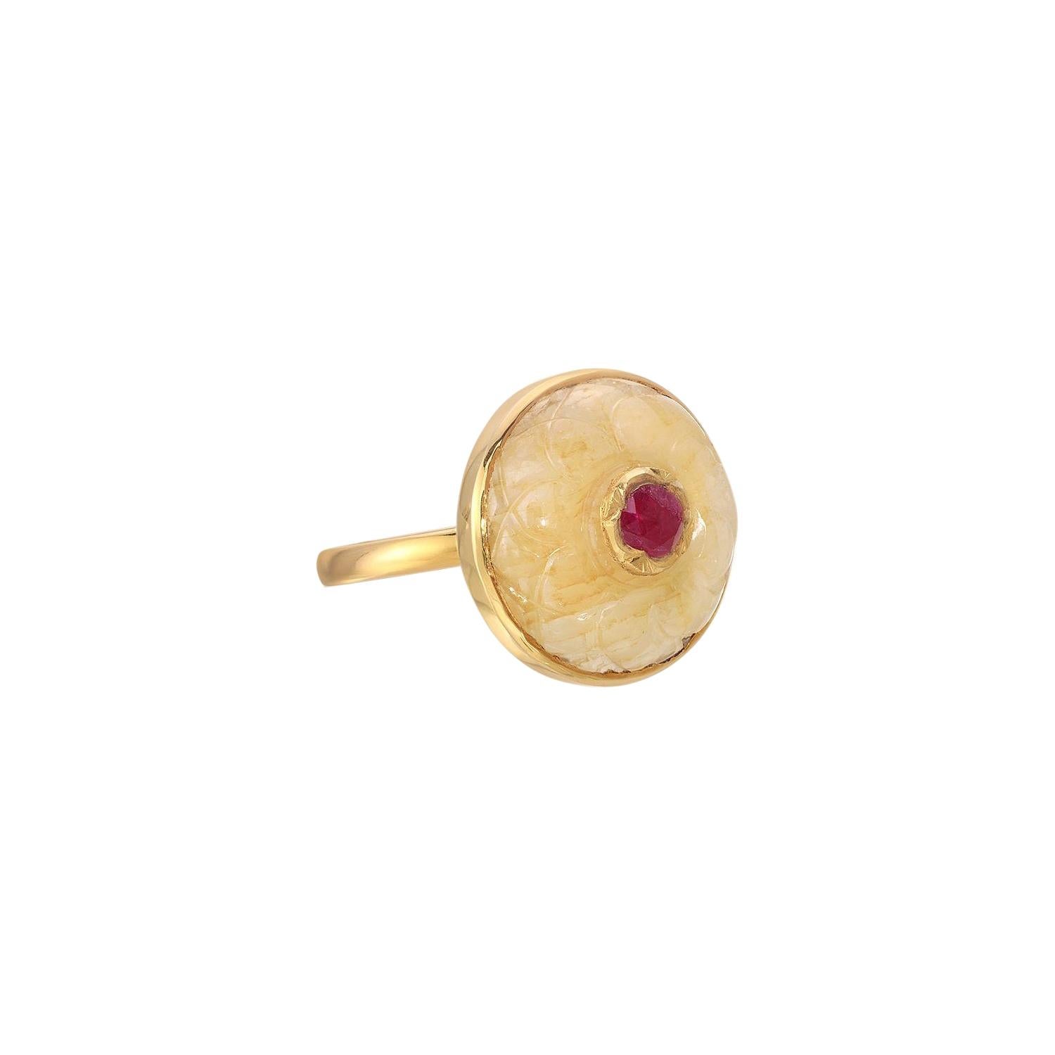 Yellow Sapphire Ruby Dome Cocktail Ring