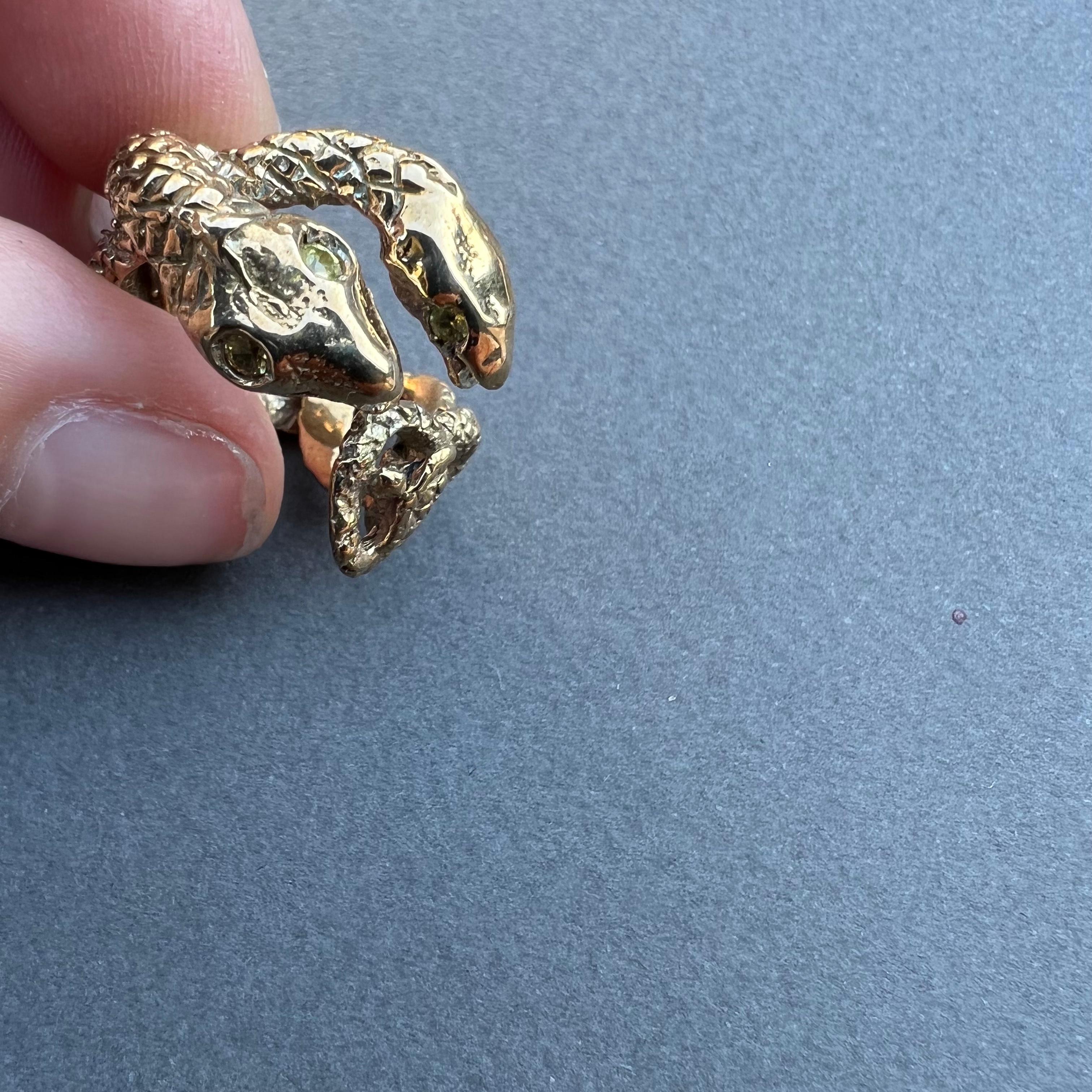 Yellow Sapphire Snake Ring Bronze Cocktail Ring J Dauphin Animal Jewelry For Sale 4