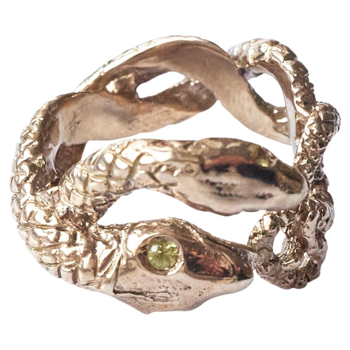 Yellow Sapphire Snake Ring Bronze Cocktail Ring J Dauphin Animal Jewelry 