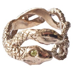 Yellow Sapphire Snake Ring Bronze Cocktail Ring J Dauphin Animal Jewelry 