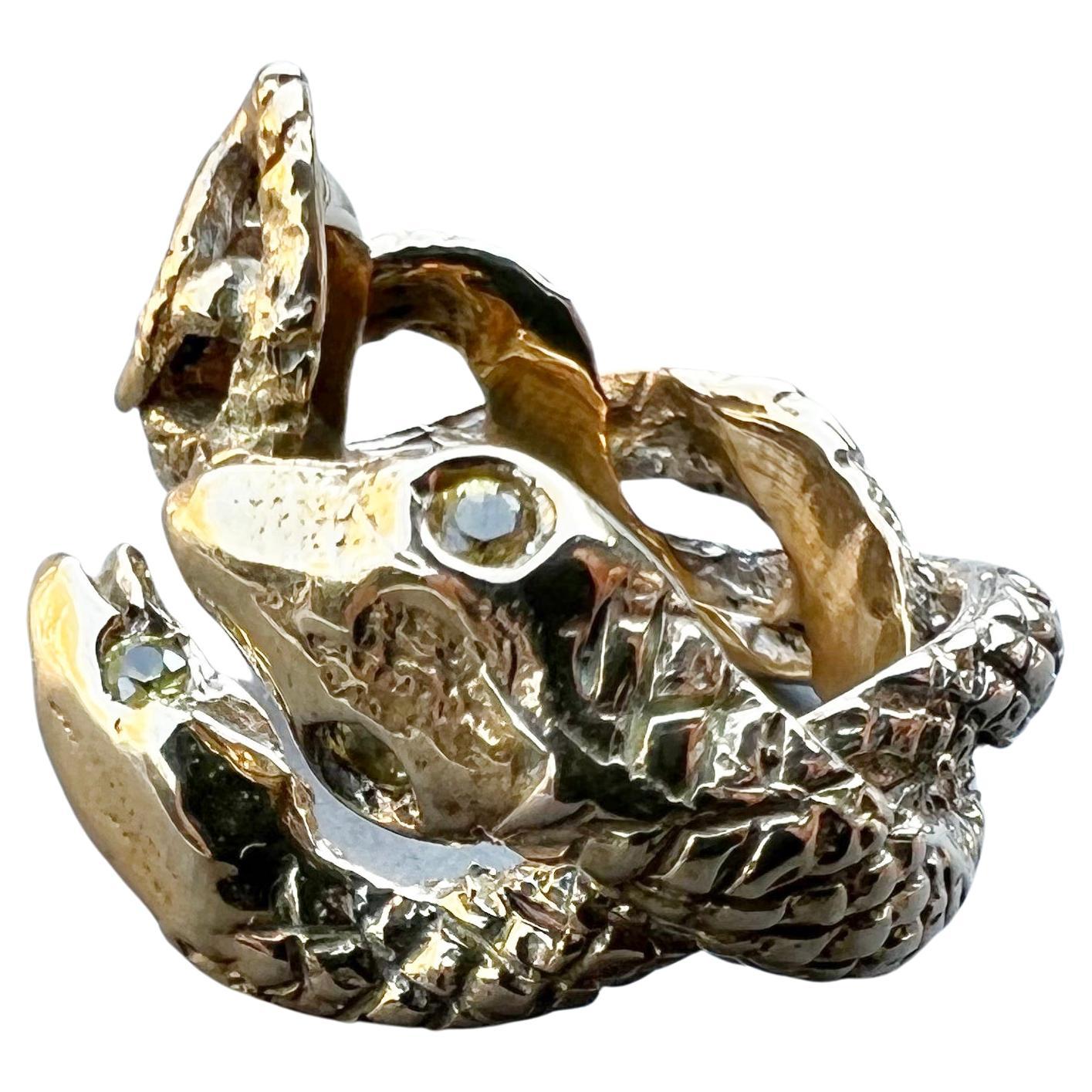 Animal jewelry Snake Ring with 4 Yellow Sapphires made in Bronze Cocktail Ring J Dauphin

This ring is adjustable - fits size 6-8

J DAUPHIN 